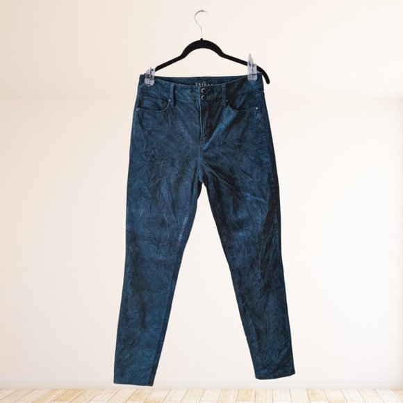 WHBM High-Rise Velvet Skinny Ankle Jeans - teal - size 6 - Picture 4 of 7